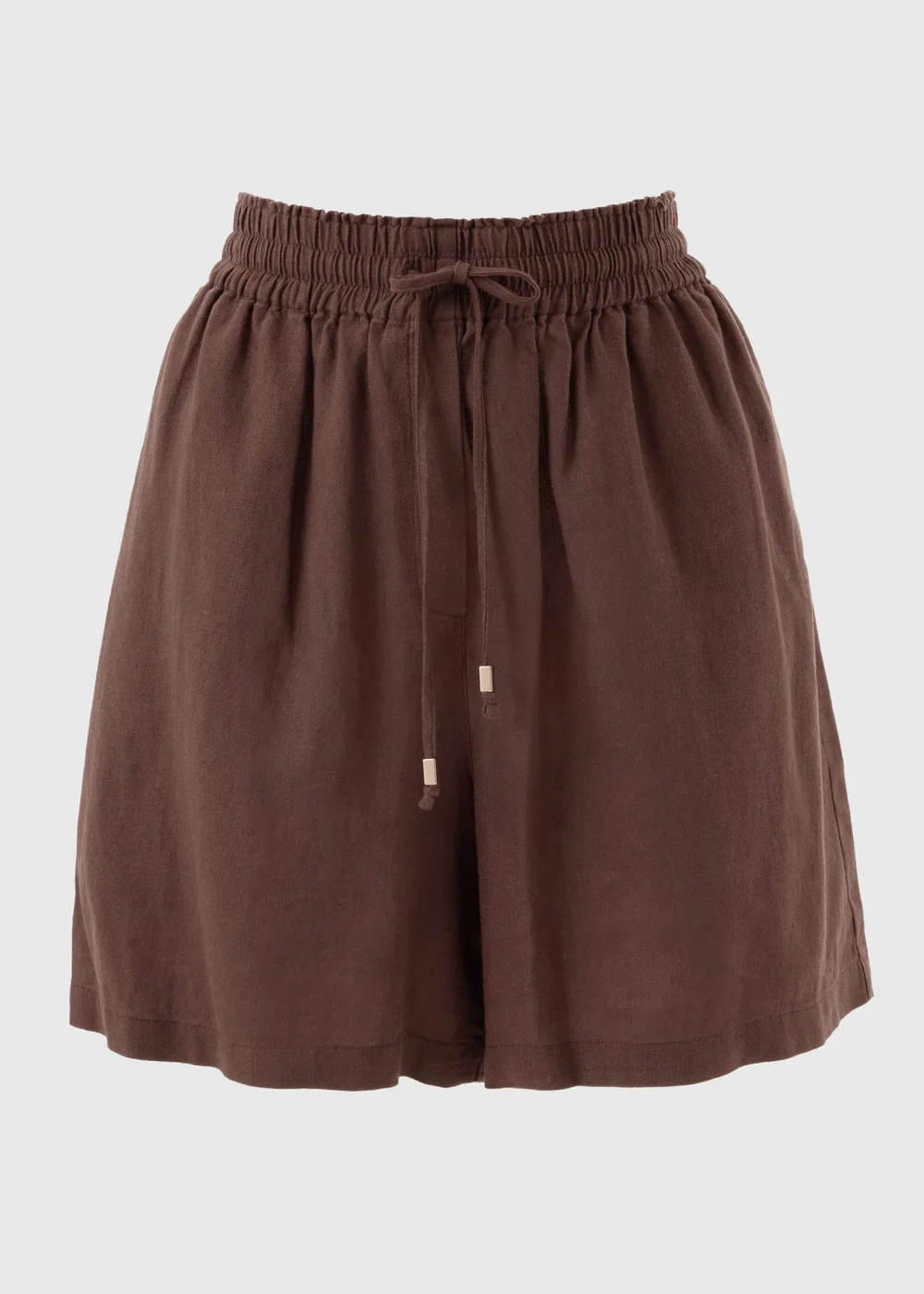 Chocolate Brown Linen Blend Co Ord Shorts - 8 Image 4