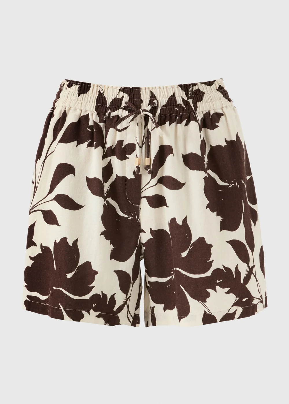 Chocolate Brown Floral Linen Co Ord Shorts - 20 Image 4