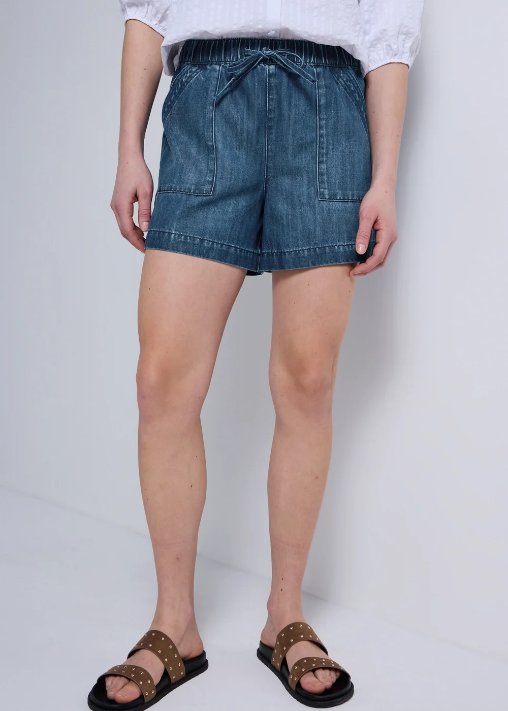 Dark Wash Denim Comfort Utility Shorts - 10 Image 3
