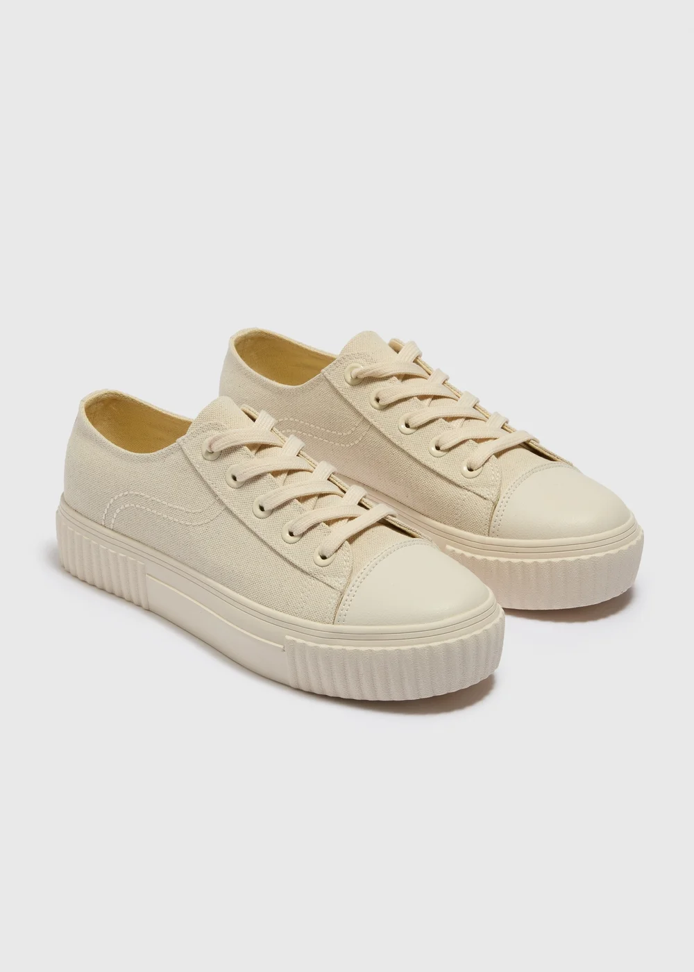 Linen Toe Cap Platform Trainers - Size 4 Image 1