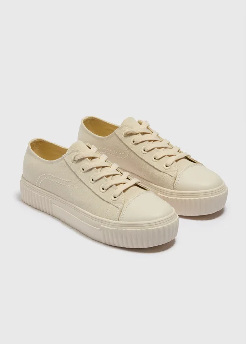 Linen Toe Cap Platform Trainers - Size 4 Image 1