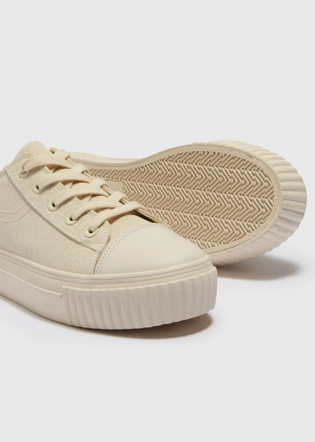 Linen Toe Cap Platform Trainers
