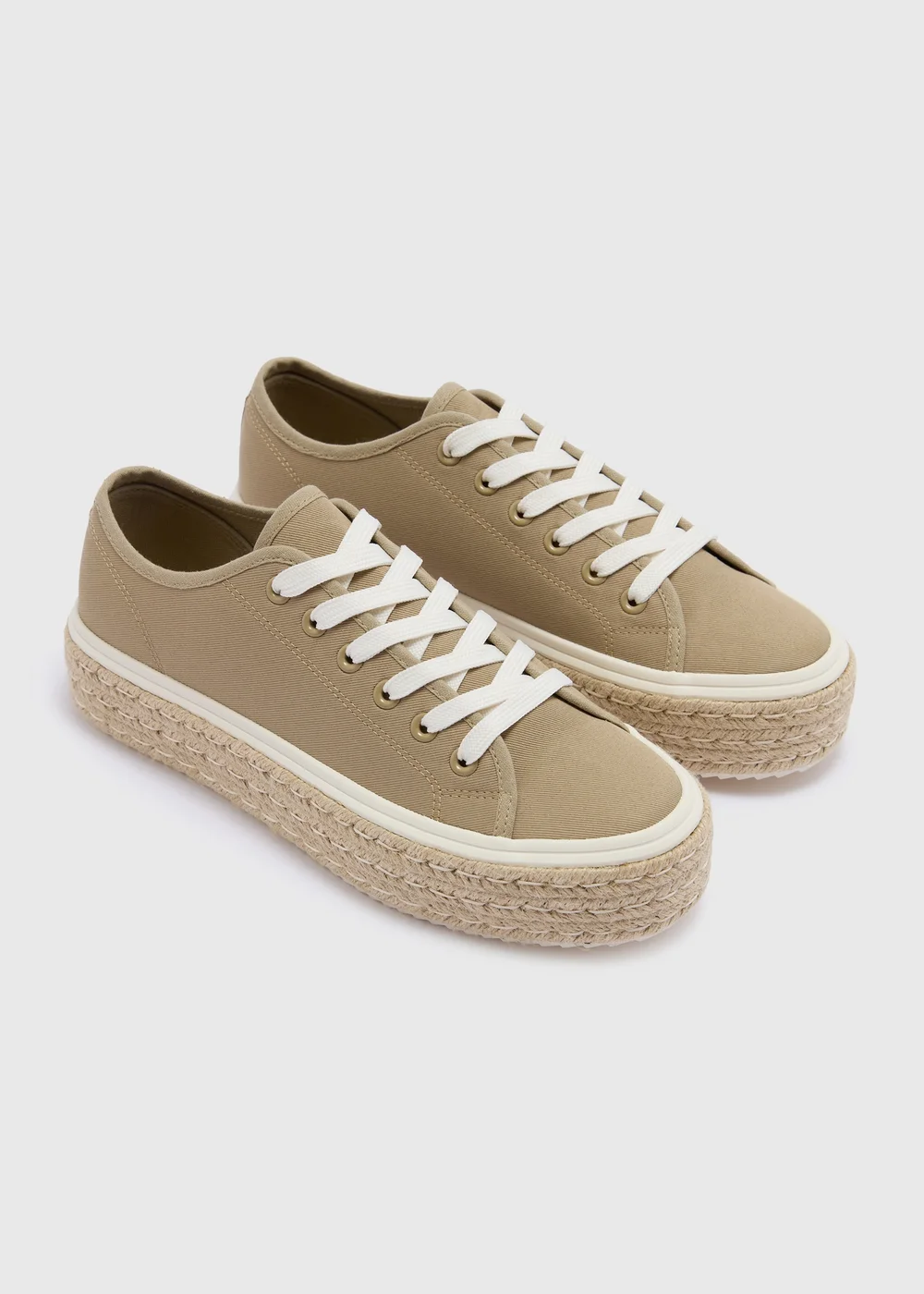 Khaki Platform Lace Up Espadrilles - Size 3 Image 1