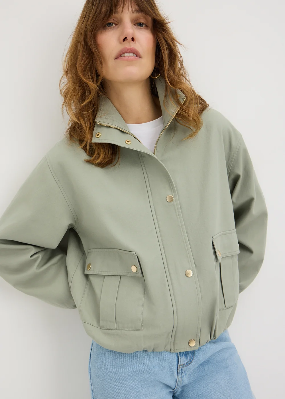 Sage Green Funnel Neck Utility Jacket - 2XL Image 1