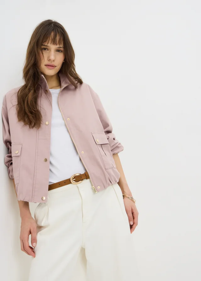 Light Pink Funnel Neck Utility Jacket