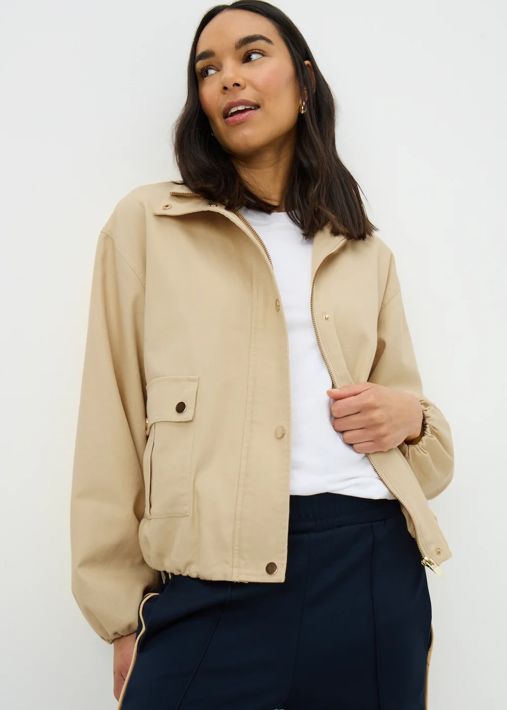 Buttermilk Funnel Neck Utility Jacket - S Image 3