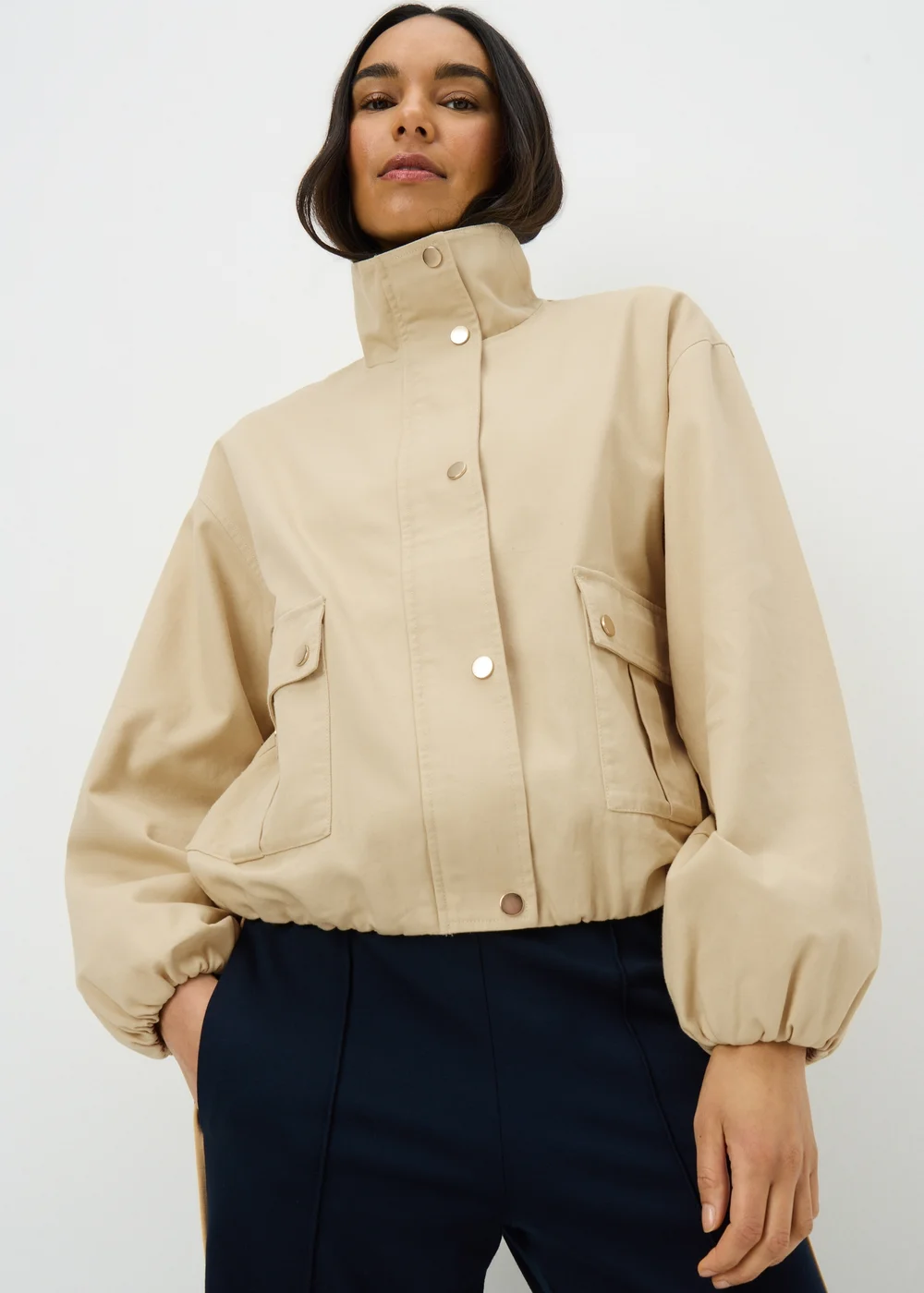 Buttermilk Funnel Neck Utility Jacket - S Image 1