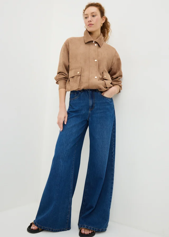 Tan Faux Suede Utility Jacket