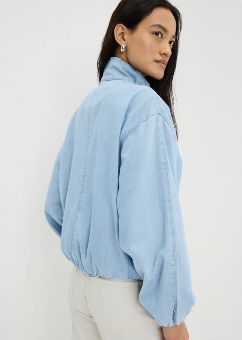 Blue Denim Funnel Neck Utility Jacket - S Image 2