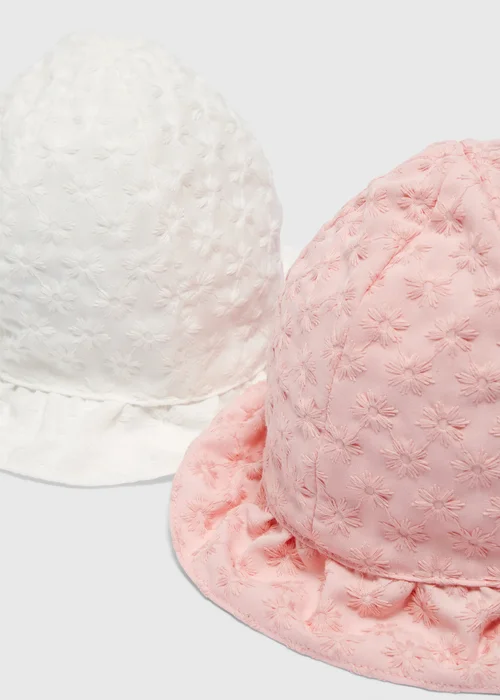 2 Pack Baby Broderie Sunhats (Newborn-24mths) - Age 3 - 6 Months Image 2