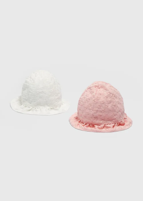 2 Pack Baby Broderie Sunhats (Newborn-24mths) - Age 3 - 6 Months Image 1