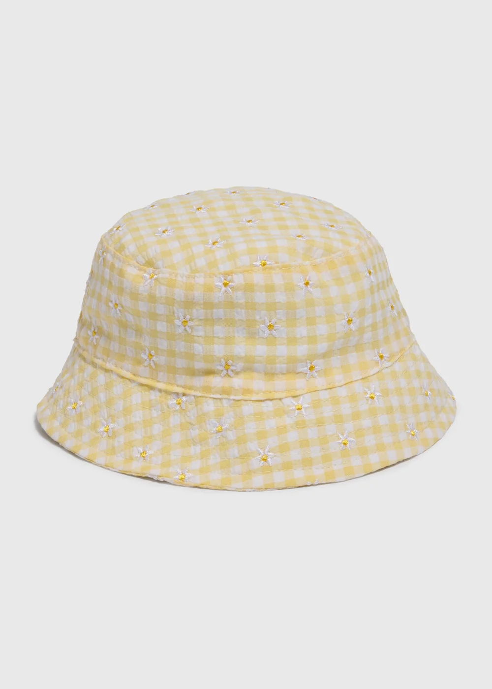 Baby Yellow Daisy Gingham Hat (Newborn-24mths) - Age 0 - 3 Months Image 1
