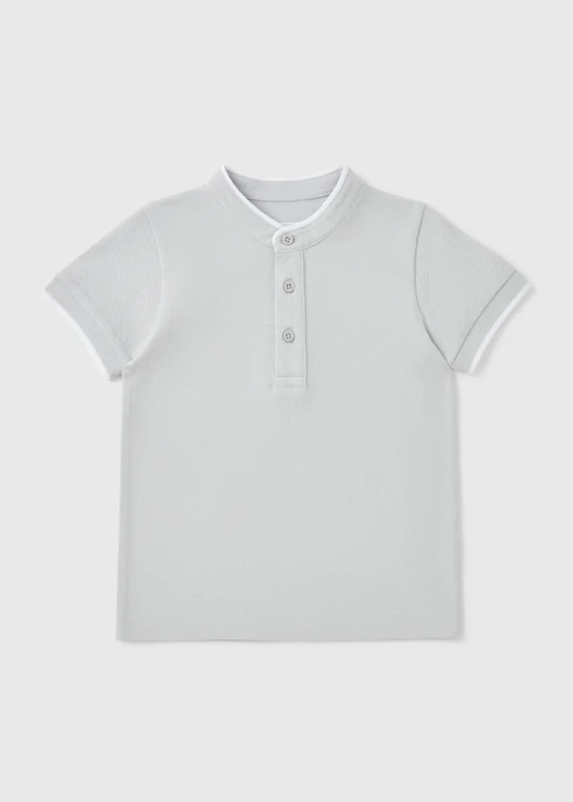 Boys Grey Henley Polo Top (1-7yrs)