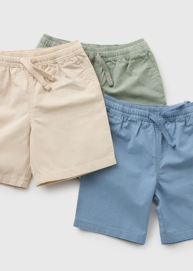3 Pack Boys Multicolour Linen Look Shorts (1-7yrs)