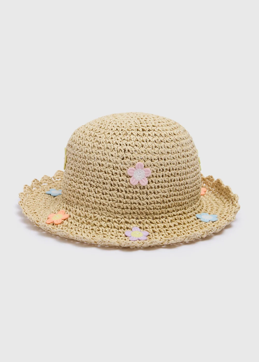 Girls Natural Floral Straw Hat (3-10yrs) - Age 7-10 Years Image 1