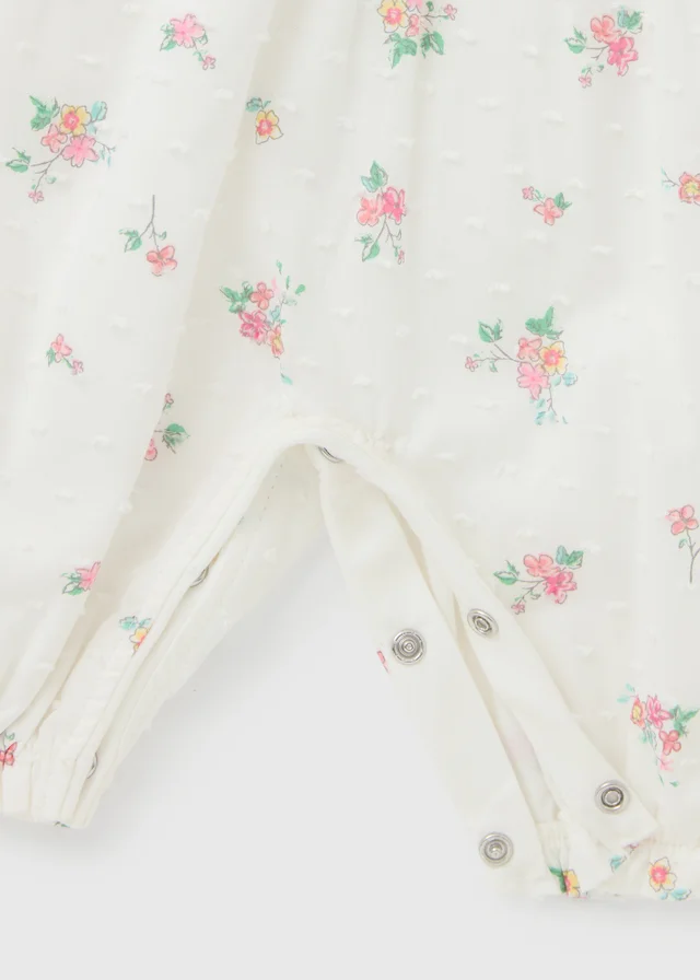 Baby Cream Floral Collared Dungaree (Newborn-12mths)