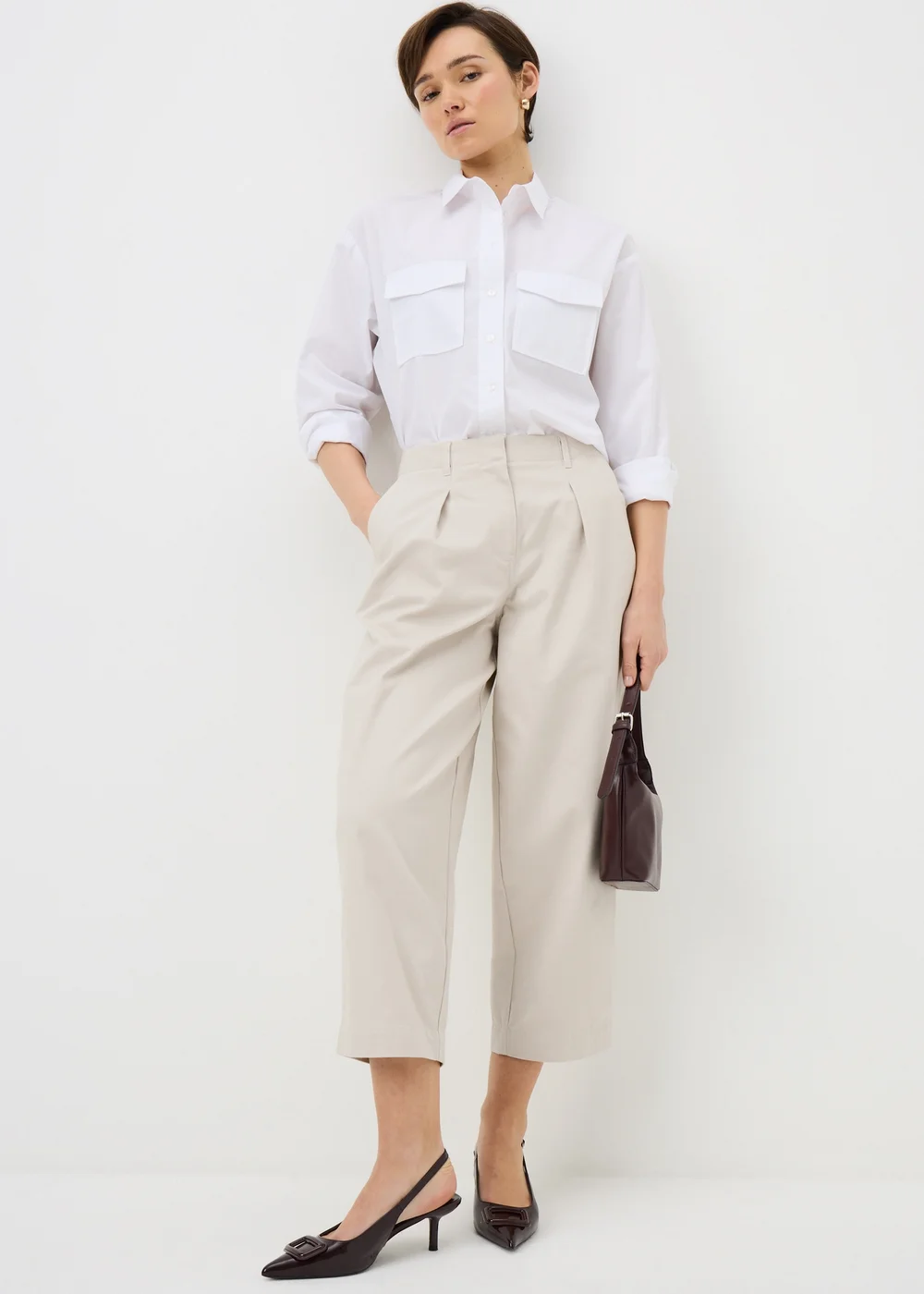 Taupe Culotte Barrel Trousers - 8 Image 1