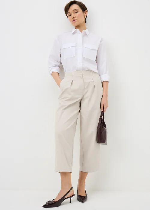 Taupe Culotte Barrel Trousers - 8 Image 1