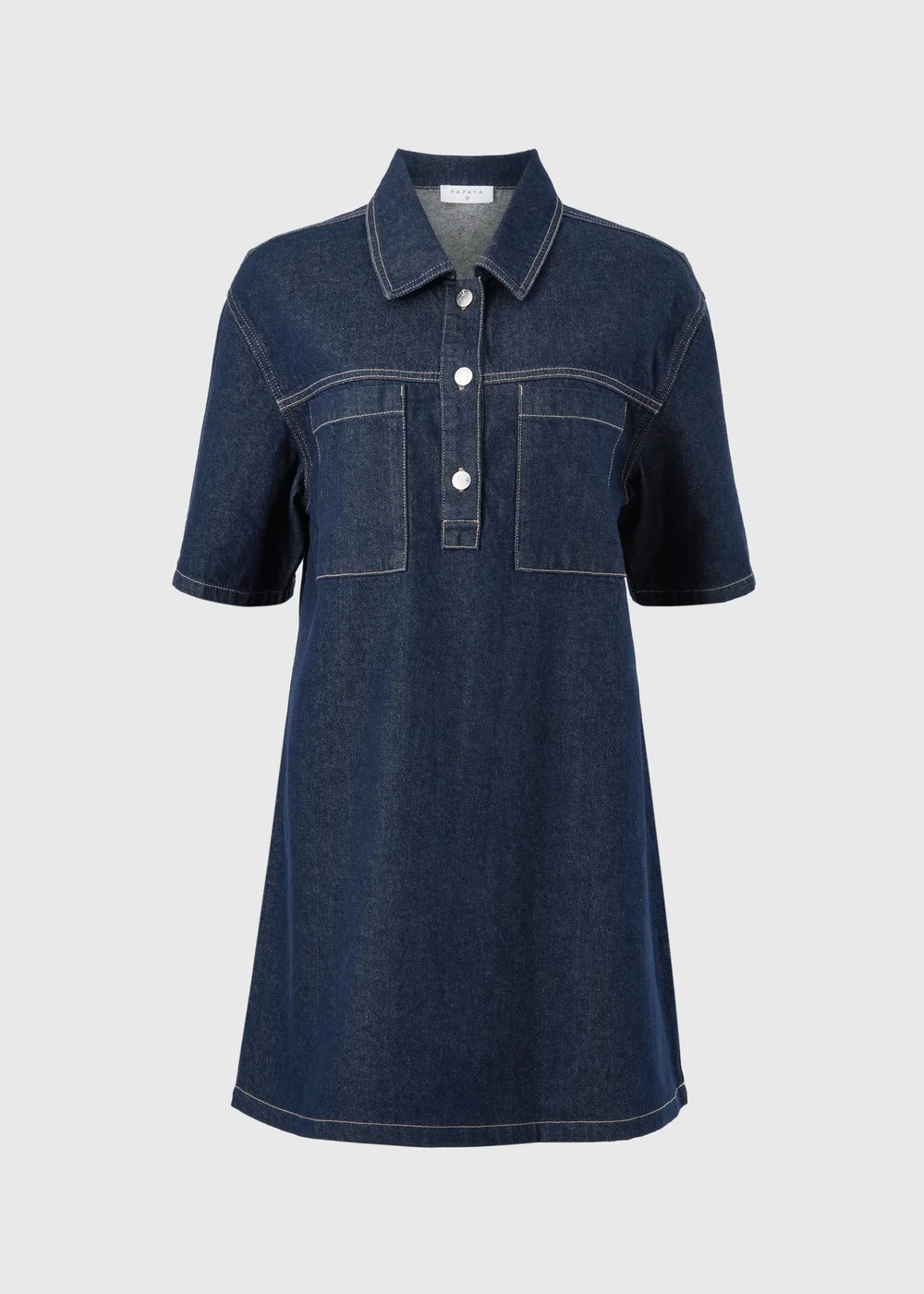 Denim Pocket Mini Dress - 8 Image 5