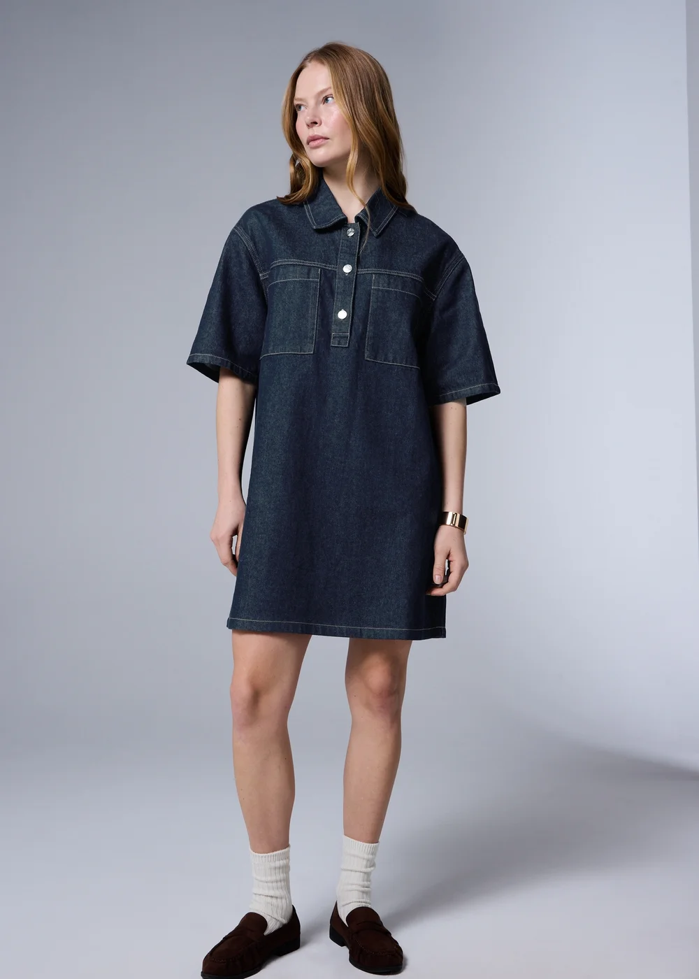 Denim Pocket Mini Dress - 8 Image 1