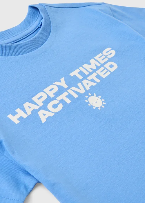 Boys Blue Happy T-Shirt & Short Set (1-7yrs) - 1 to 1 half years Image 2