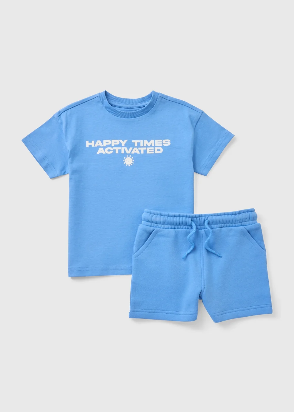 Boys Blue Happy T-Shirt & Short Set (1-7yrs) - 1 to 1 half years Image 1