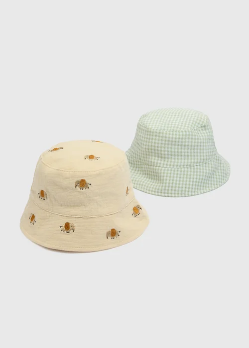 2 Pack Baby Multicolour Gingham Elephant Hats (Newborn-24mths) - Up to 1 Month Image 1