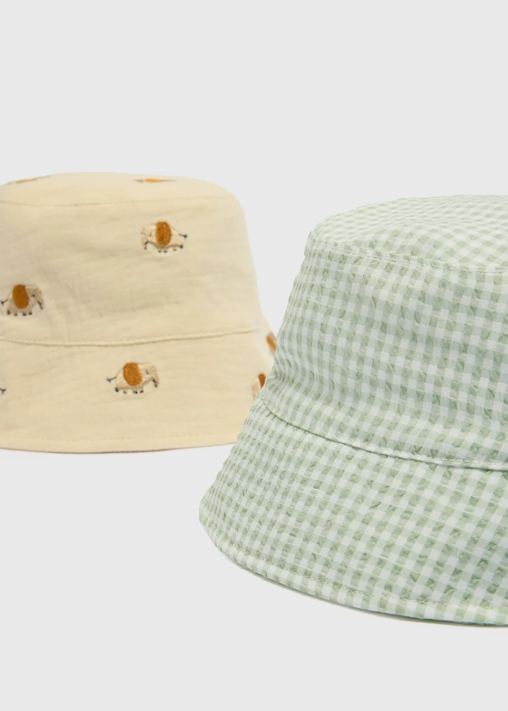 2 Pack Baby Multicolour Gingham Elephant Hats (Newborn-24mths) - Up to 1 Month Image 2