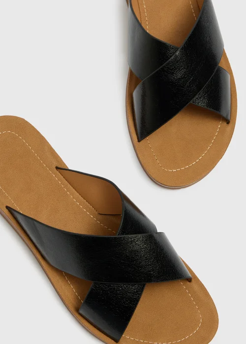 Soleflex Black Cross Strap Sandals - Size 4 Image 2