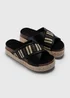 Black Cross Strap Espadrille Platform Sandals - 3 Image 1