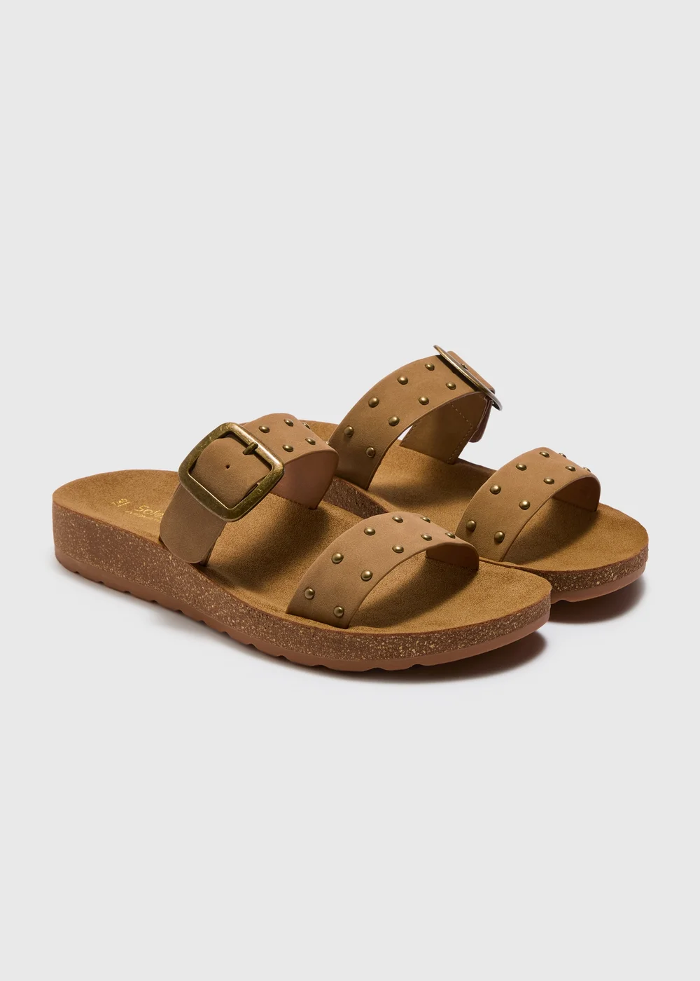 Soleflex Taupe Stud Flexi Footbed Sandals - 3 Image 1