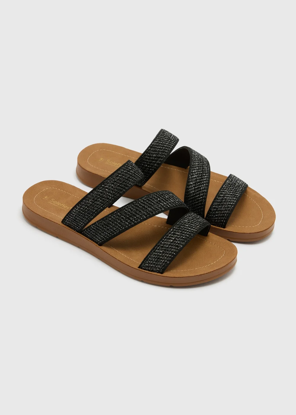 Soleflex Black Asymmetric Sandals - 4 Image 1