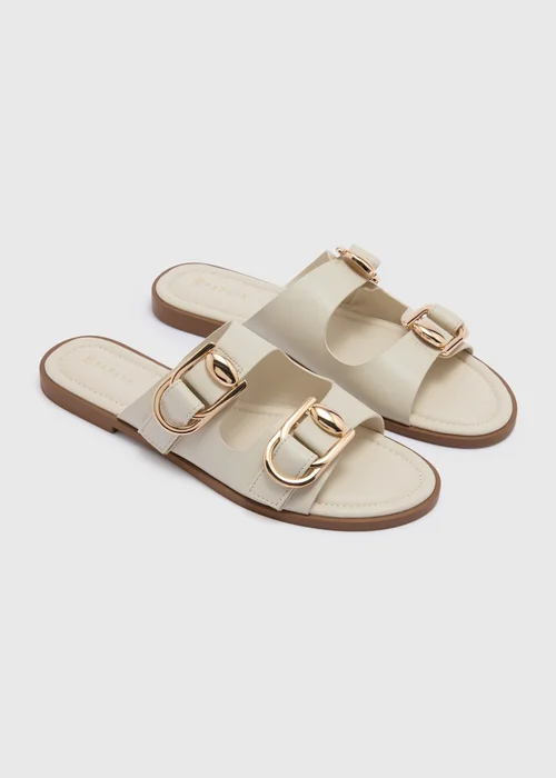 Stone Double Strap Buckle Sandals - 3 Image 1