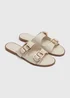 Stone Double Strap Buckle Sandals - 3 Image 1