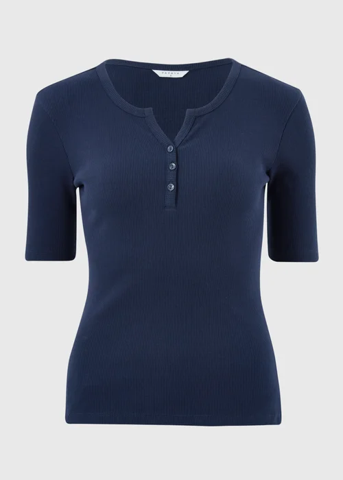 Navy Short Sleeve Henley T-Shirt - 8 Image 2