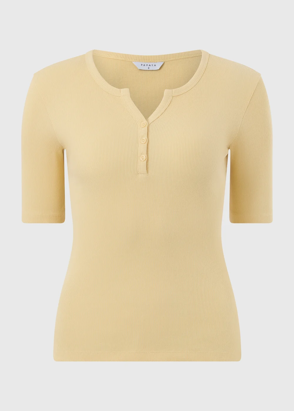 Yellow Short Sleeve Henley T-Shirt - 8 Image 4