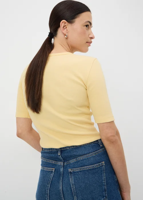 Yellow Short Sleeve Henley T-Shirt - 8 Image 3