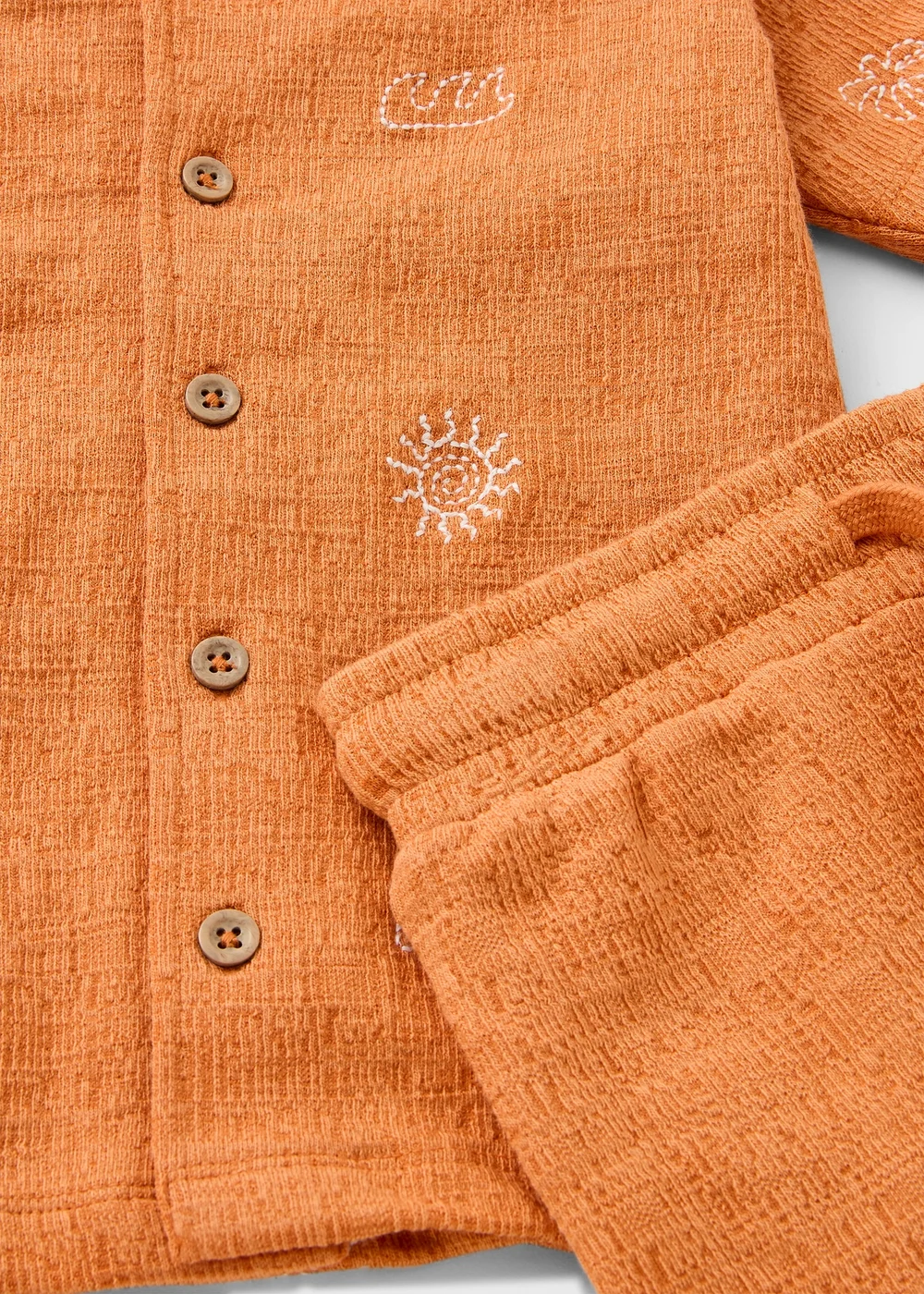 Boys Orange Holiday Embroidered Shirt & Short Set (1-7yrs) - 1-1.5 Yrs Image 2
