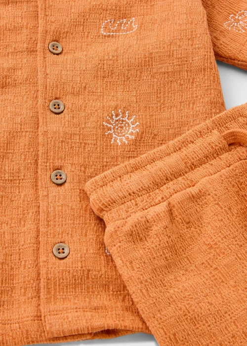 Boys Orange Holiday Embroidered Shirt & Short Set (1-7yrs) - 1-1.5 Yrs Image 2