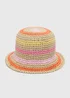 Girls Multicolour Stripe Straw Hat (3-13yrs) - Age 7-10 Years Image 1