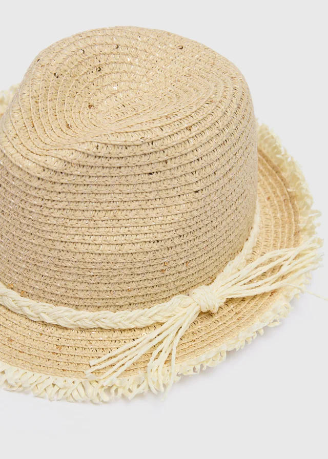 Girls Natural Straw Trilby Hat (3-13yrs)