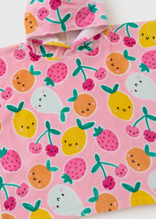 Girls Pink Fruit Poncho - S/M Image 2