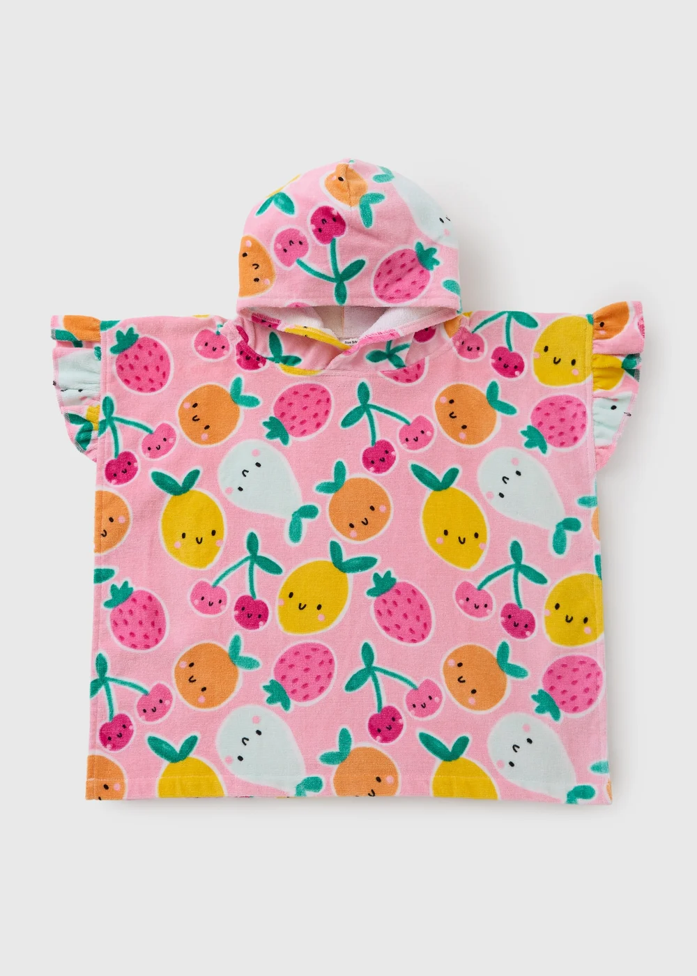 Girls Pink Fruit Poncho - S/M Image 1