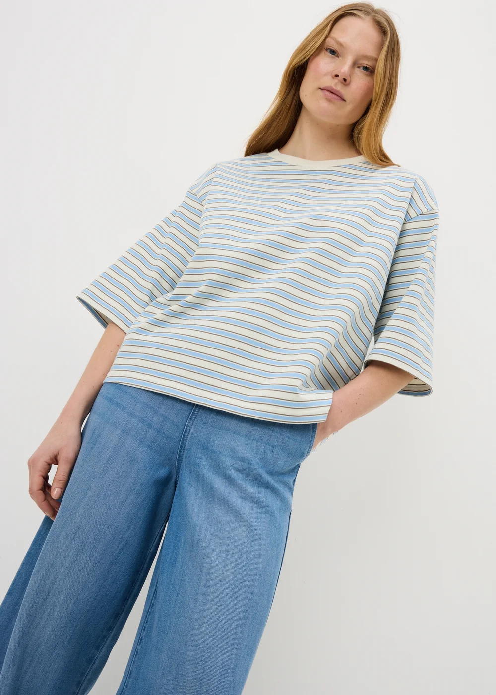 Blue Stripe Boxy T-Shirt - S Image 1