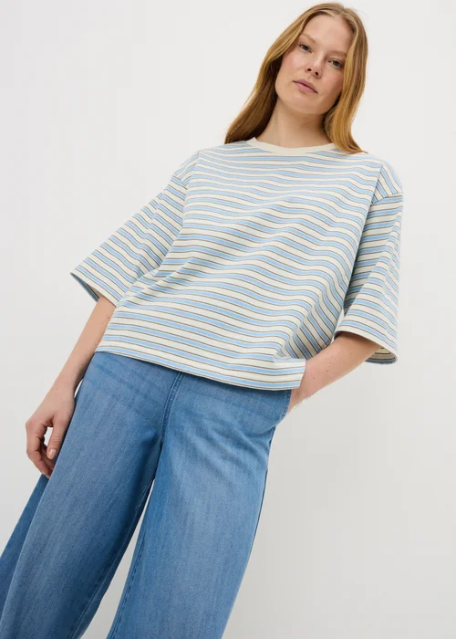 Blue Stripe Boxy T-Shirt - S Image 1