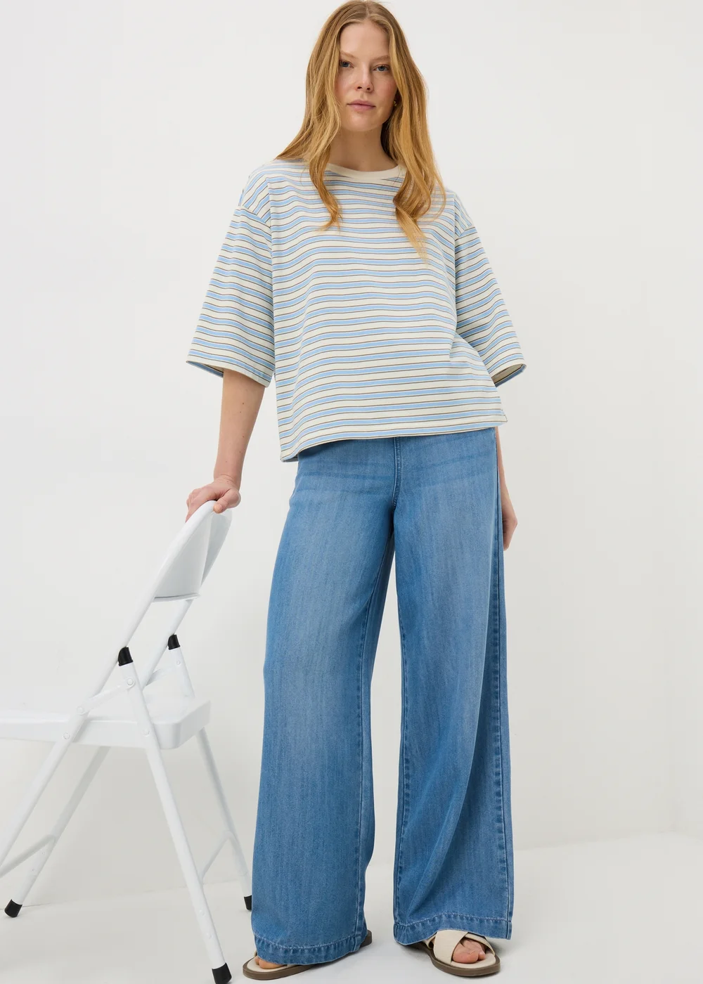 Blue Stripe Boxy T-Shirt - S Image 2