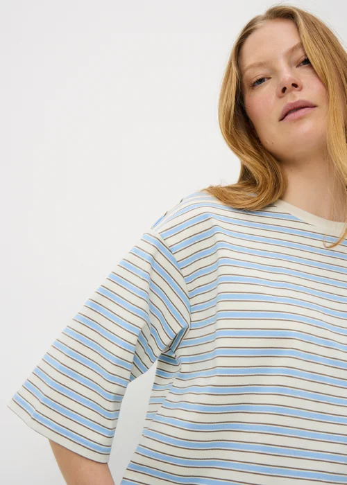 Blue Stripe Boxy T-Shirt - S Image 3