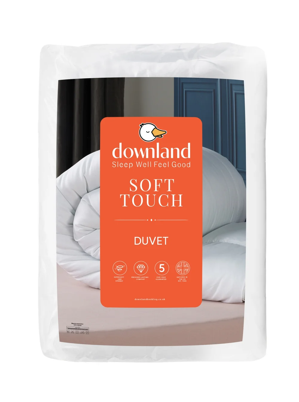 Downland Soft Touch White 13.5 Tog Duvet - Single Image 1