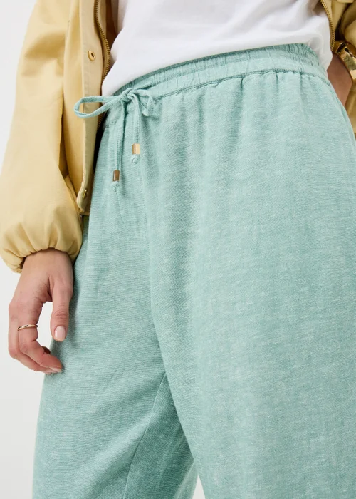 Chambray Green Linen Blend Tapered Trousers - 22 Image 2