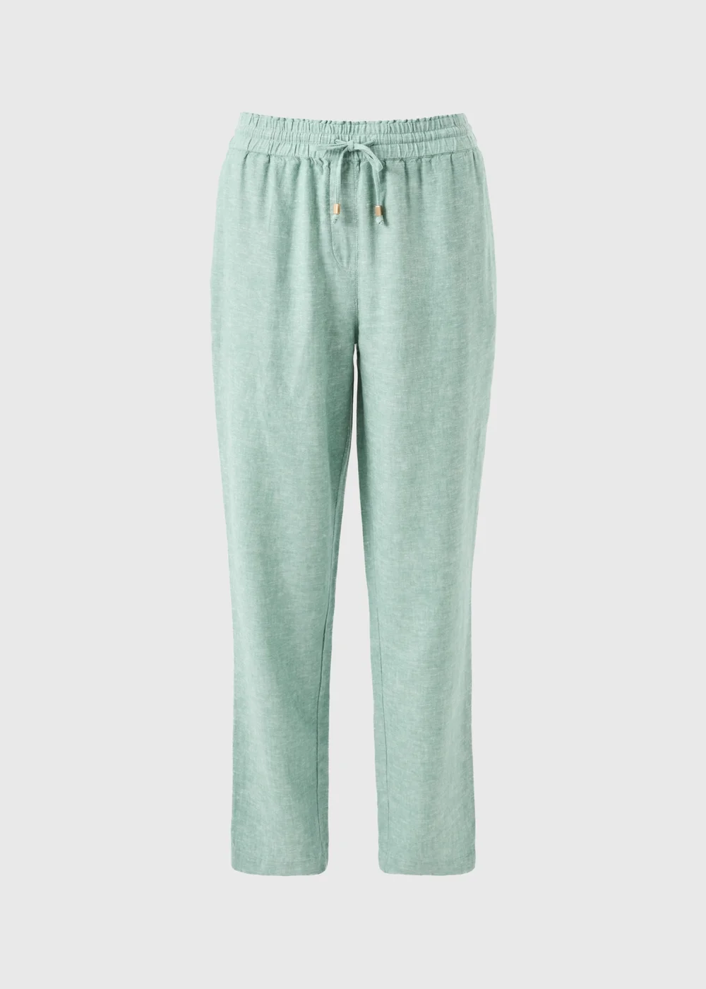 Chambray Green Linen Blend Tapered Trousers - 22 Image 4